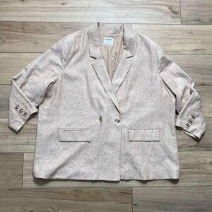Old Navy Women's Linen Blend Double-Breasted Suit Blazer 3X Color: Sliced Bread